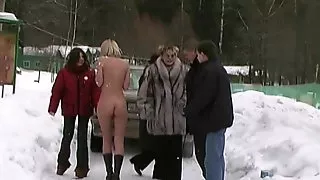 Nude In Russia in the snow