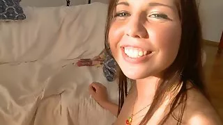 Fresh faced babe moans with ecstasy while boy fuck sher hard
