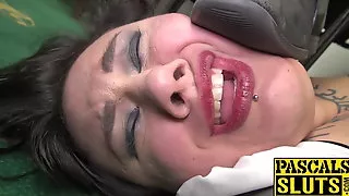 Goth chub Lily Brutal fed cum after rough cock insertion