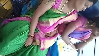 Tamil hot young married aunty boobs and navel in bus part:2
