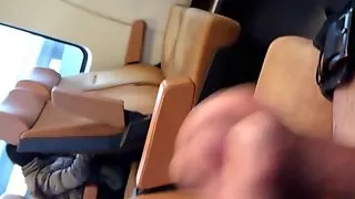 Jerking off for Asian on train