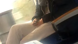 Playing pussy at train