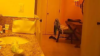 Mature mom on hotel bathroom spycam