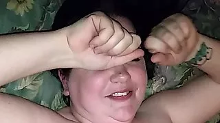 My cousin eats my bbw wife's pussy