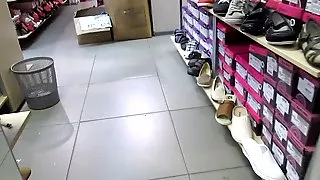 Chick in stockings trying on shoes