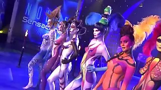 Sexy girls nude body painting television show contest