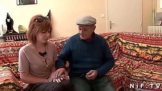 Redhead slut anal fucked in 3some with GrandPa