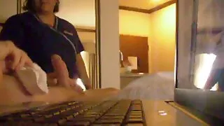 Maid come in for the quick cum show