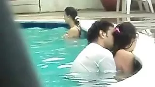Colombian Couple Fucking Into The Pool