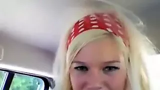 Norwegian blonde masturbating in her car