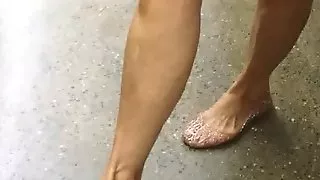 Candid Mature Lady Shows Off Her Jellie Shoes