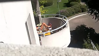 Spy candid neighbour on balcony